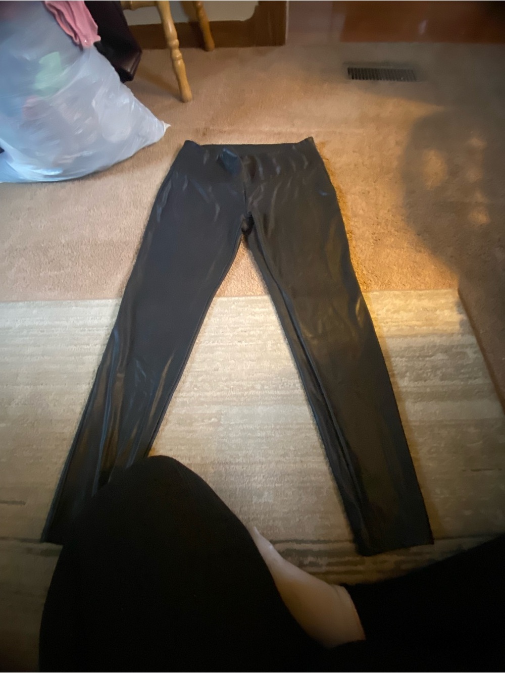 Time and Tru Black Faux Leather Look Kids Leggings